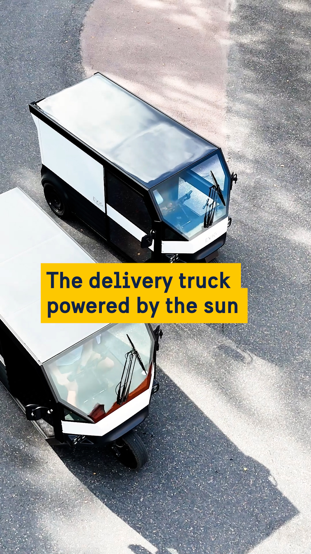 Drone footage of two vehicles.