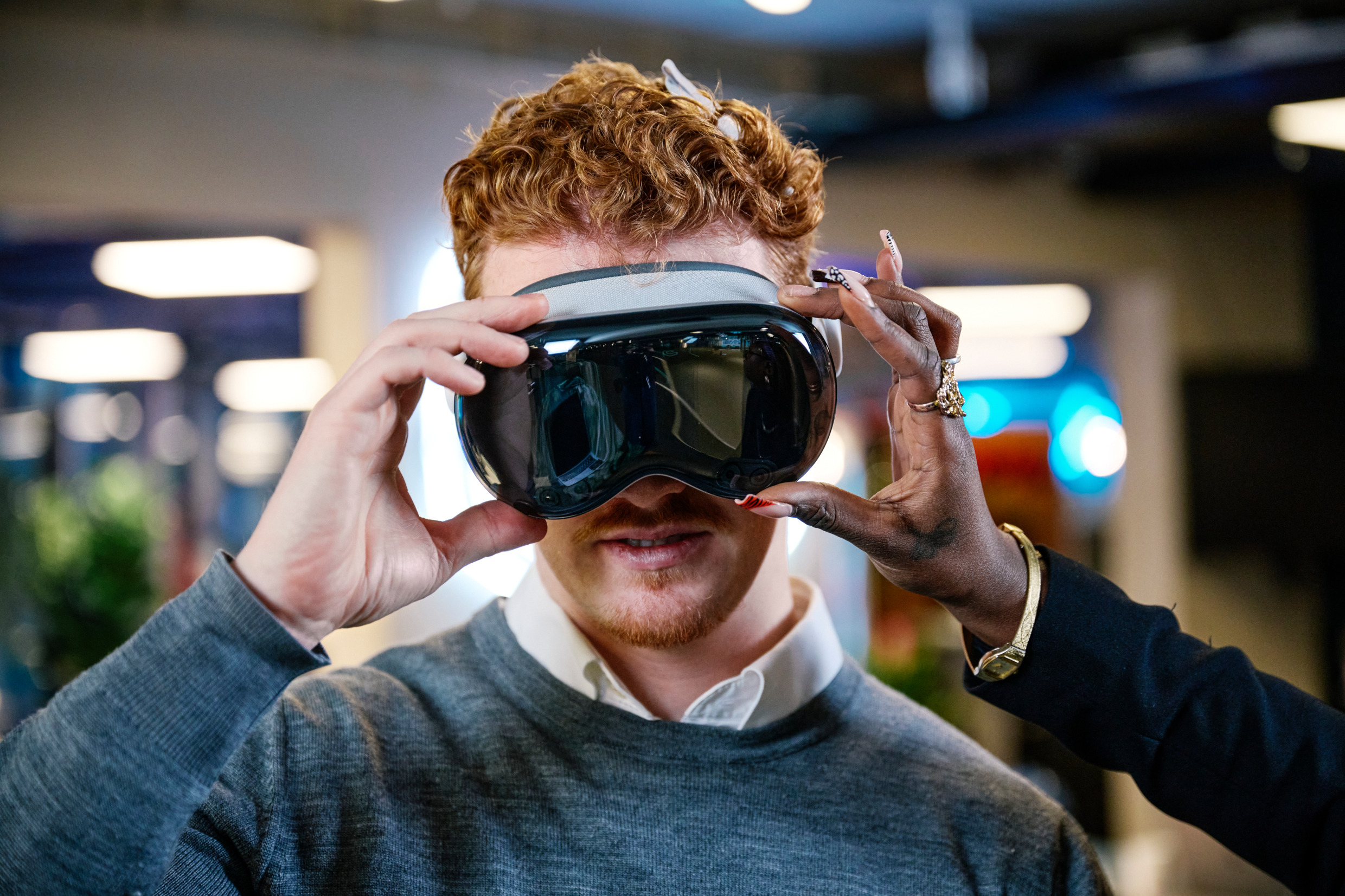 Man wearing AR glasses